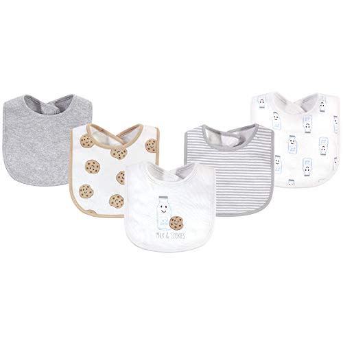 Touched by Nature Unisex Baby Organic Cotton Bibs, Milk Cookies, One Size