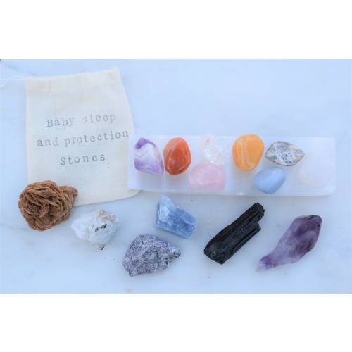 14 pcs baby sleep and protection crystals with selenite charging plate gift set - Nursery crystals set