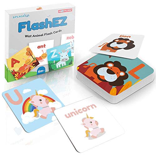 SplashEZ Bath Toys Flash Cards for Toddlers, 26 Alphabet Letters & Animal Words, Baby Bath Books, Waterproof - ABC for Preschool & Kindergarten, ABCs Toddler Toys - Letter Picture Recognition
