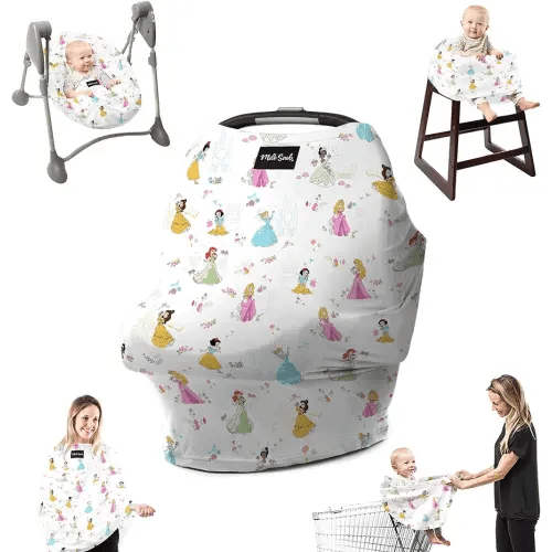 Milk Snob Original Disney Princess 5-in-1 Cover, Added Privacy for Breastfeeding, Baby Car Seat, Carrier, Stroller, High Chair, Shopping Cart, Lounger Canopy - Newborn Essentials, Nursing Top