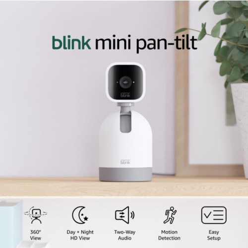 Blink Mini Pan-Tilt Camera (newest model), Rotating indoor plug-in smart security camera, two-way audio, HD video, motion detection, Works with Alexa (White)