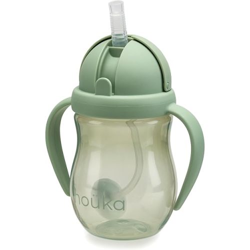 nouka Weighted Straw Cup with Click Top Lid | Leak Proof and Easy Grip | Moss