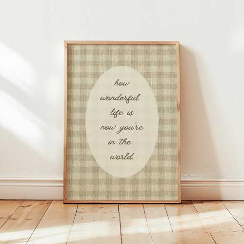 Nursery Digital Print | How Wonderful Life Is | Digital Download Wall Art | Vintage Baby Room Decor | Neutral Nursery Printable | Play Room