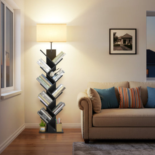 Ebern Designs Bookcases With Led Light And Remote Control, 9-Tier Column Floor Lamp & Reviews | Wayfair