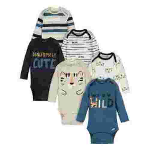 Onesies Brand Baby Boy Long Sleeve Bodysuits, 6-Pack, Sizes Newborn - 12 Months