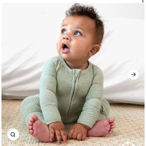 Heather Sage Ribbed Zippy - Little Sleepies
