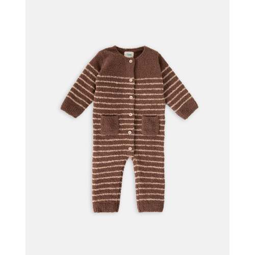 Long Sleeve Striped Romper - Fuzzy