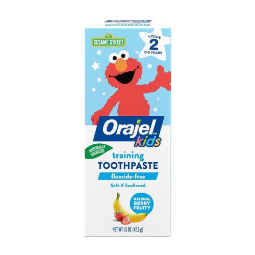 Orajel Kids Elmo Training Toothpaste Fluoride-Free; #1 Pediatrician Recommended Fluoride-Free Toothpaste*, 1.5oz Tube