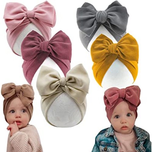 Newborn Baby Hospital Hat Soft Cotton Toddler Kids Girl Head Wrap with Big Bow Cap