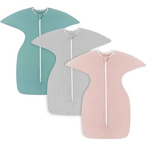 PuppyPaws Baby Sleep Sack 3-Pack Set, Transitional Swaddle, Sleep Sack 0-3 Months, Wearable Blanket Baby with 2-Way Zipper Summer, 95% Rayon derived from Bamboo, 5% Spandex