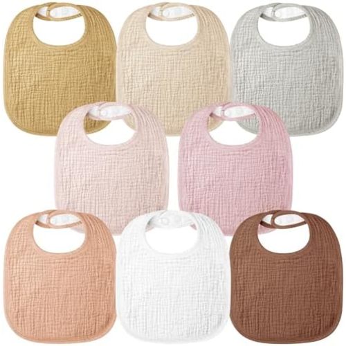 Muslin Baby Bibs 100% Cotton Baby Bandana Drool Bibs for Unisex Baby Girls Boys Toddlers Drooling and Teething