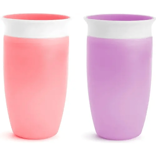 Munchkin® Miracle® 360 Toddler Sippy Cup, Spill Proof, 10 Ounce, 2 Pack, Pink/Purple