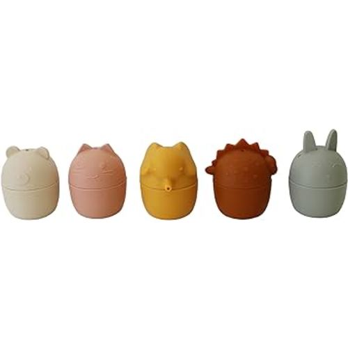Marlowe & Co Silicone Animal Bath Toy Set for Babies and Toddlers, Bathtub Toys for Toddlers 1-3, Dishwasher Safe Squeeze Bath Toys for Infants 6-12 Months (Harvey Mix)