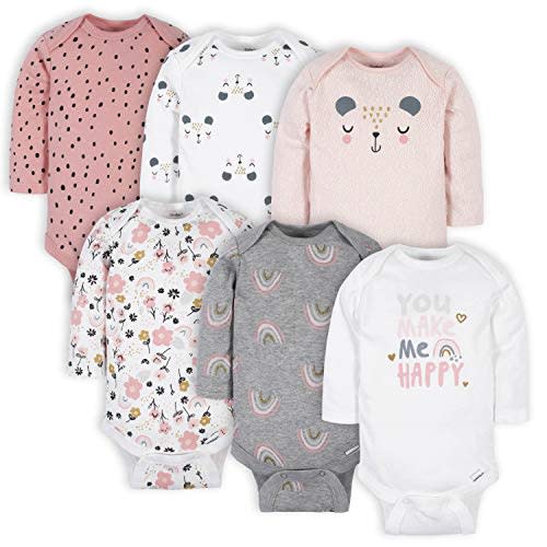 Gerber Baby-Girls 6-Pack Long-Sleeve Onesies Bodysuits