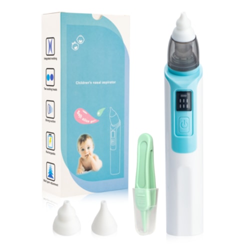 Nasal Aspirator for Baby Electric Nose Aspirator for Toddler Baby Nose Aspirator Adjustable 6 Levels of Suction Automatic Nose Cleaner with 2 Size Nozzles 1 Clip for Newborns and Infants (Blue)