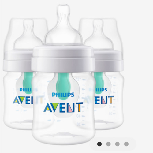 Philips Avent Biberón Anticólicos para Bebé, 1M+, 4 oz, Transparente, Paquete de 3, SCY701/93
