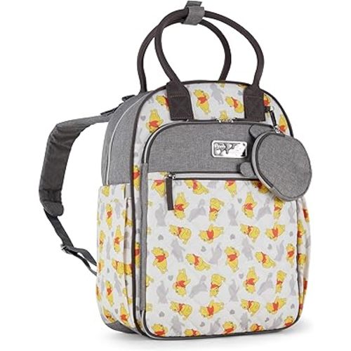 Disney Unisex Baby Travel Diaper Backpack| 16-Inches Height Multi-Functional Bag, Winnie The Pooh with Paci Holder, Extra Large
