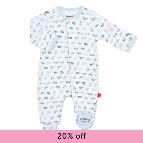 airplanes organic cotton magnetic parent favorite footie