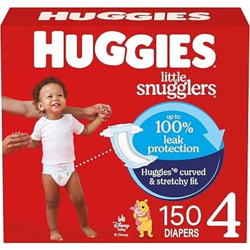 Huggies Size 4 Diapers, Little Snugglers Baby Diapers, Size 4 (22-37 lbs), 150 Count (6 Packs of 25), Packaging May Vary
