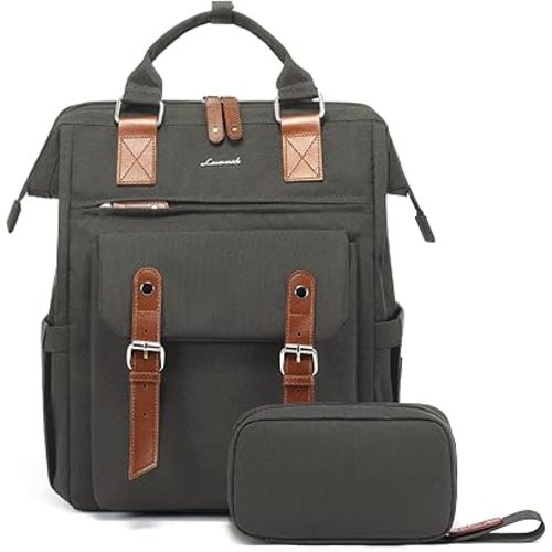 LOVEVOOK Laptop Backpack for Women Work Travel Commuter Backpack Business Computer Bag Teacher Doctor Nurse Bags College Backpack Purse Laptop Bag, 17 Inch, Dark Grey-brown