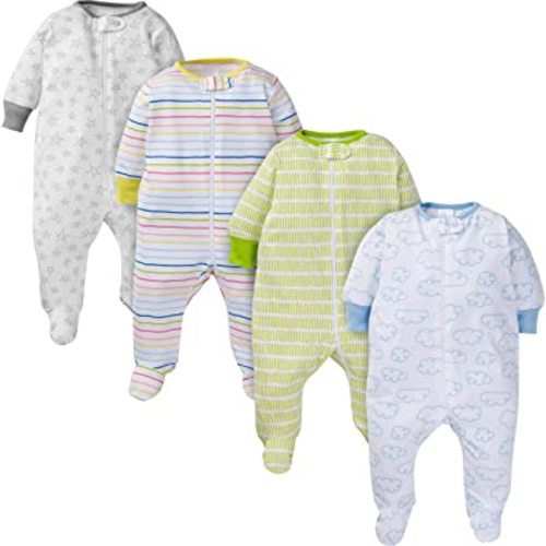 Onesies Brand unisex-baby 4-pack Sleep 'N Play Footies Multi Pack