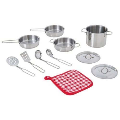 Teamson Kids 11-Piece Little Chef Frankfurt Stainless Steel Cooking Accessory Set