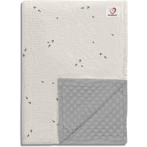 Baby Blankets for Unisex Boys Girls, Soft Nursery Crib Blankets with Muslin Cotton Front and Dotted Fleece Back for Newborns Toddlers 30x40inch (Cute Bud)