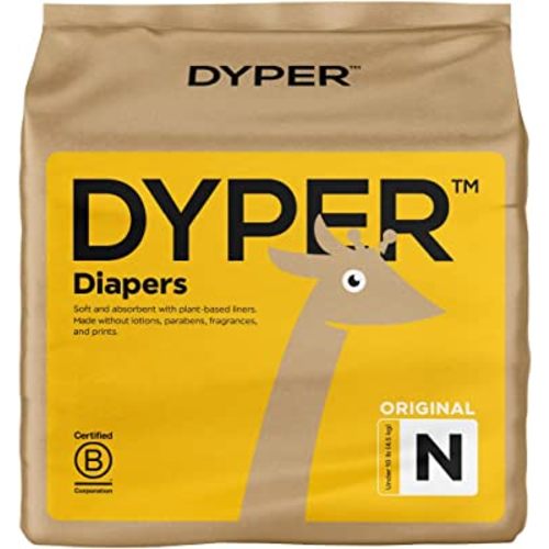 DYPER Viscose from Bamboo Baby Diapers Size Newborn | Honest Ingredients | Cloth Alternative | Day & Overnight | Made with Plant-Based* Materials | Hypoallergenic for Sensitive Newborn Skin, Unscented
