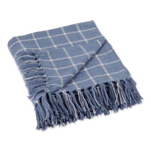 50"x60" Checked Plaid Throw Blanket Stonewash Blue - Design Imports: Lightweight, Woven Cotton, Machine Washable