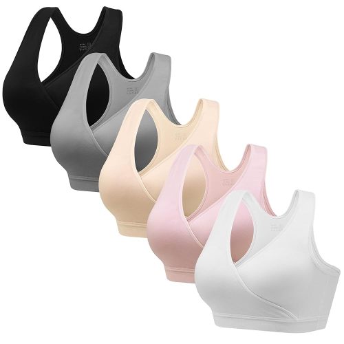 HBselect Nursing Bras for Breastfeeding, Maternity Nursing Sleep Bra Wireless Pregnancy Sleep Bralette 3/5 Pack