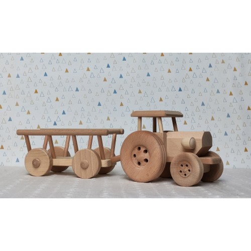 Tractor with trailer Wooden Truck Toys For Kids Gift Handmade Eco Natural Toddler Toys