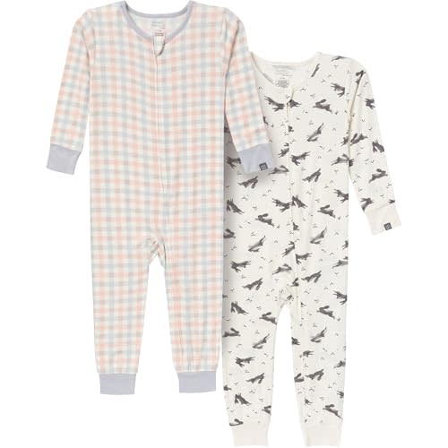 Modern Moments by Gerber Unisex Baby Holiday 2-Pack Tight Fitting Footless Pajamas