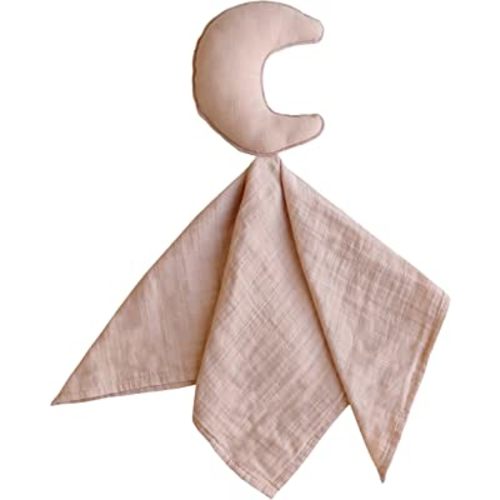 mushie Moon Security Blanket | Baby Lovey | 100% Organic Muslin Cotton (Blush)