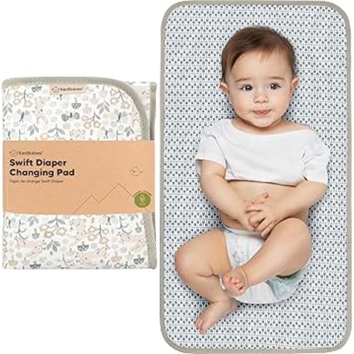 KeaBabies Portable Diaper Changing Pad, Easy Wipe Clean - Foldable Waterproof Baby Changing Mat for Diaper Bag, Compact, Lightweight, Baby Changer Travel Essential, Machine Washable (Prairie)