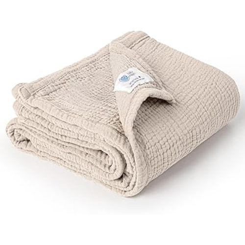 Lulu moon Baby Blanket for Newborns: Muslin Swaddle for Receiving Neutral - Crib Quilt for Travel Boy & Girls 30"x40"(Ivory)