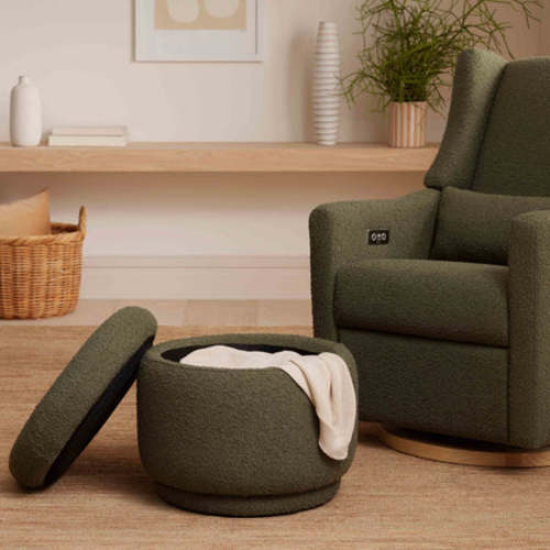 Enoki Storage Ottoman in Boucle