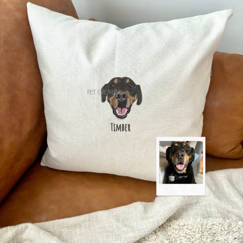 EMBROIDERED Custom Pet Portrait Pillow Case, Home Gifts, Dog Pillow, Cat Pillow, Personalized Pet Memorial Gift, Pet Loss, Dog Mom Gift