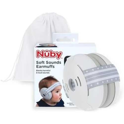 Nuby Soft Sounds - Adjustable Baby Earmuffs for Protection Against Loud Noises