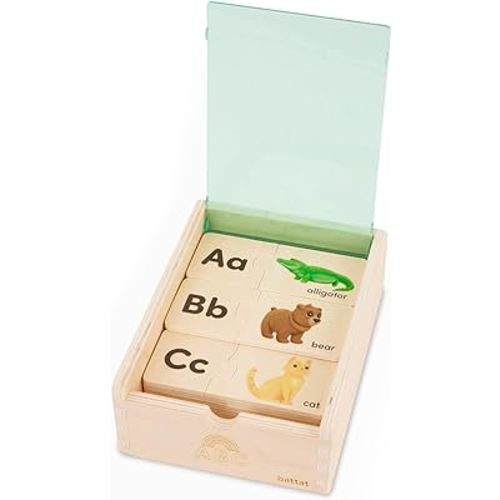Battat – One-Match Puzzle – Alphabets Wooden Puzzle for Toddlers – Wooden Toys – Educational Toys – 3 Years + – Self Correcting Puzzles with Storage Box ABC