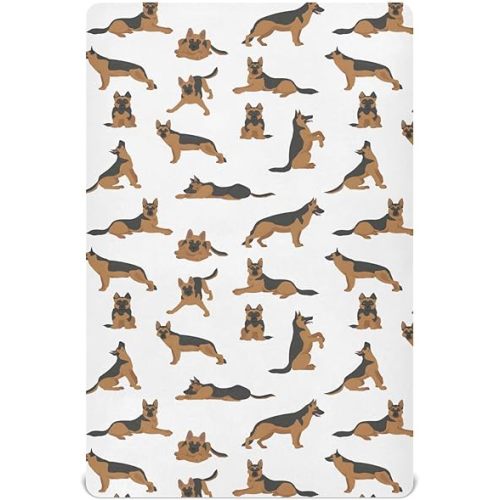 German Shepherd Dogs Crib Sheets Soft Breathable Fitted Baby Crib Sheets Mattress Cover for Girl Boys, 52" x 28" x 9"