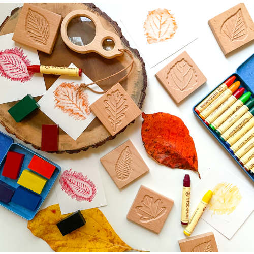 Wood Leaf Tiles - Sensory Imprint and match game