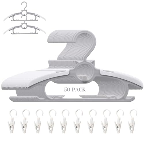 Gencuoir Baby Nursery Closet Hangers, Non-Slip and Extendable Laundry Infant Pant Hanger for Newborn Clothes 50pcs Grey Hangers11-14'' Adjustable Children Coat Hanger for Girl Boy Toddler Kids Child
