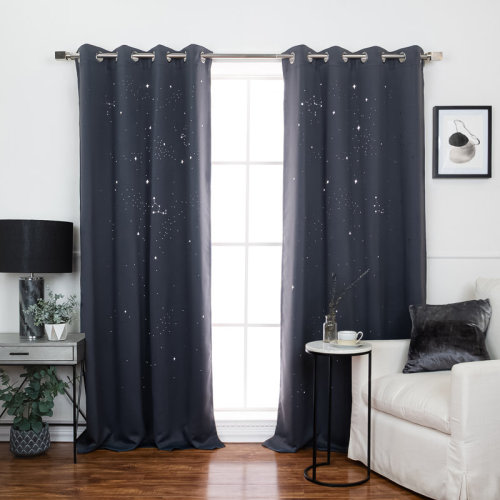 Ebern Designs Nicholad Night Sky Laser Punch Room Darkening Curtain Pair & Reviews | Wayfair
