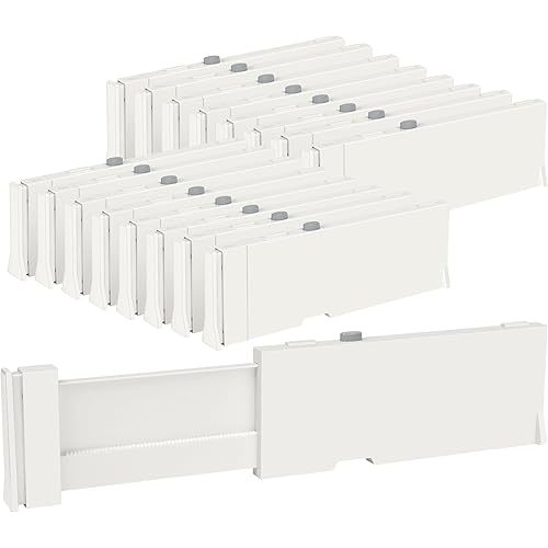 Vtopmart Drawer Dividers for Clothes 16 Pack, Adjustable 4" High Expandable from 11.6"-17" Dresser Drawer Organizer, Plastic Separators for Dresser, Baby Clothing, Kitchen, Cosmetic and Office Storage