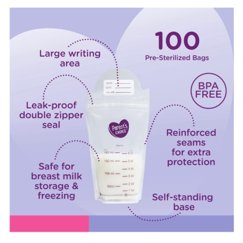 Parent's Choice Breast Milk Storage Bag, 100 Count
