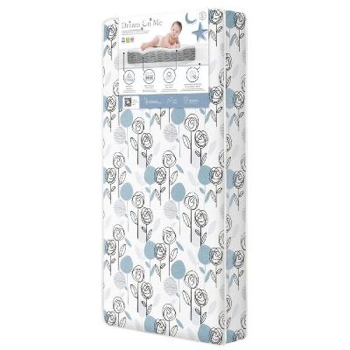 Dream On Me Nap Nest 6" Crib and Toddler Innerspring Mattress - Teal Flowers: 2-Stage Infant-Toddler, Vinyl Cover, Firm Side/Soft Side, 12 lbs