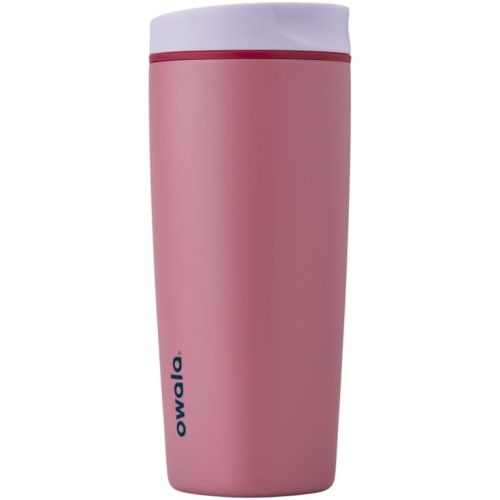 Owala SmoothSip Slider Insulated Stainless Steel Coffee Tumbler, Reusable Iced Coffee Cup, Hot Coffee Travel Mug, BPA Free 20 oz, Purple/Pink (Crochet Queen)