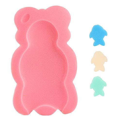 KECUCO Baby Bath Cushion Infant Bath Mat, Pad & Sponge for Toddler, Infant & Newborn (Pink-Style4)