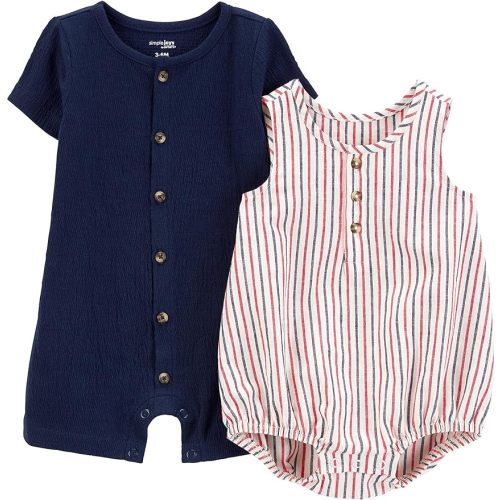 Simple Joys by Carter's baby-boys Button Rompers, Pack of 2