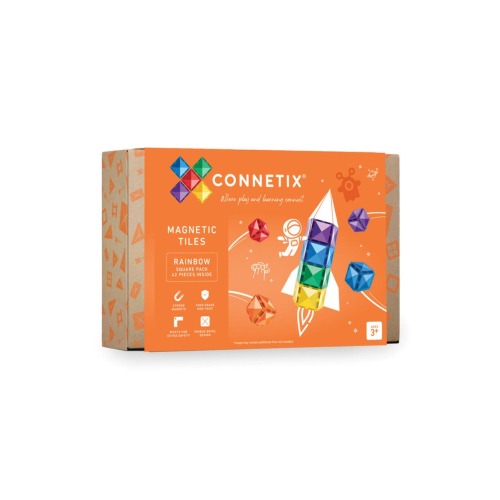 Kids' Rainbow Magnetic Tiles 40-Piece Square Pack